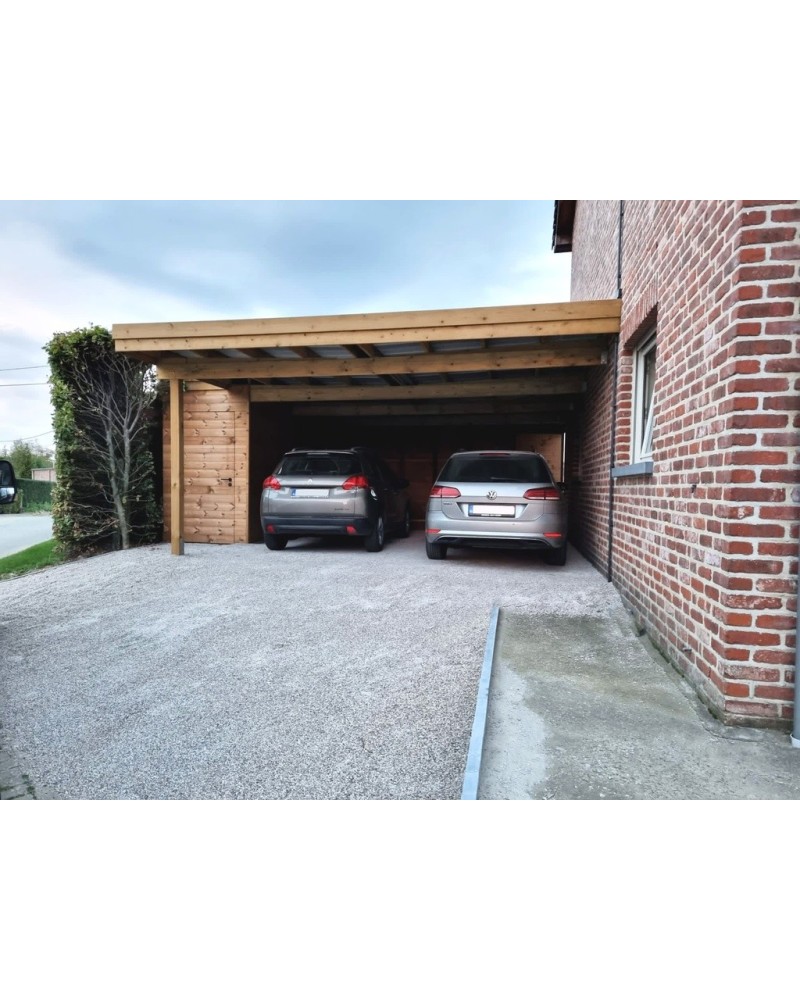 Aanbouwcarport grenen