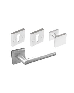 Vierkante deurknop inox met bijhorende klink