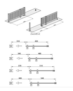 Schuifpoort zwevend planchetten verticaal