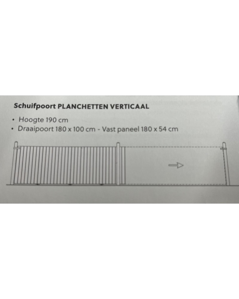 Schuifpoort op rails Planchetten verticaal