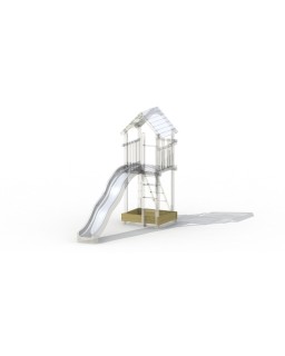 Zandbak met zeil voor clubhuis