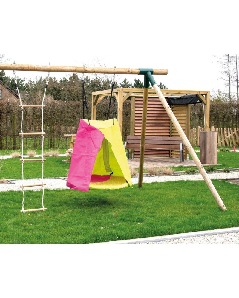 Schommelkorf met tent (Magenta, limoengroen)